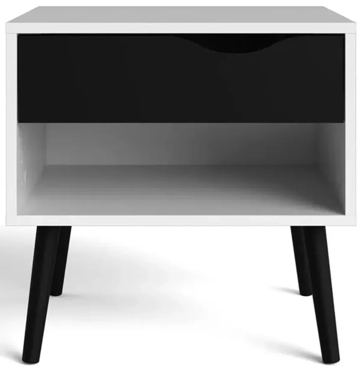 Tvilum Diana 1 Drawer Nightstand, White/Black Matte