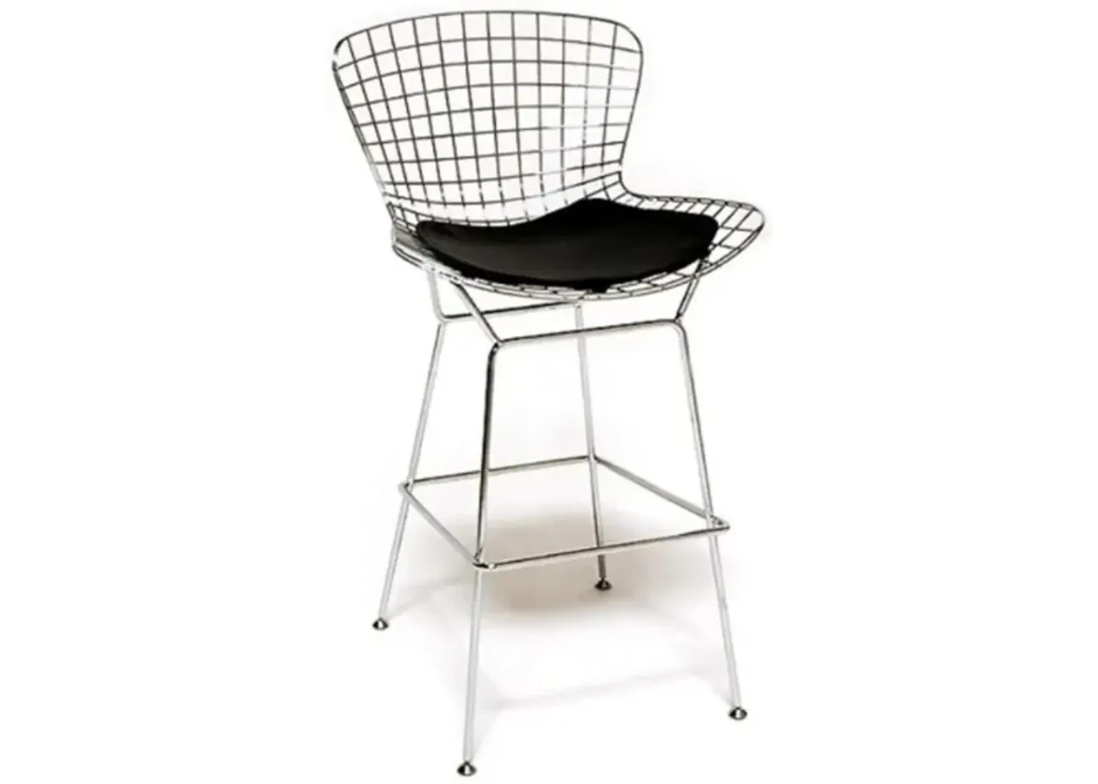 Nicer Furniture Harry Bertoia Bar Stool Chromed Wire Frame Bar Height stool - Black, Set of 2