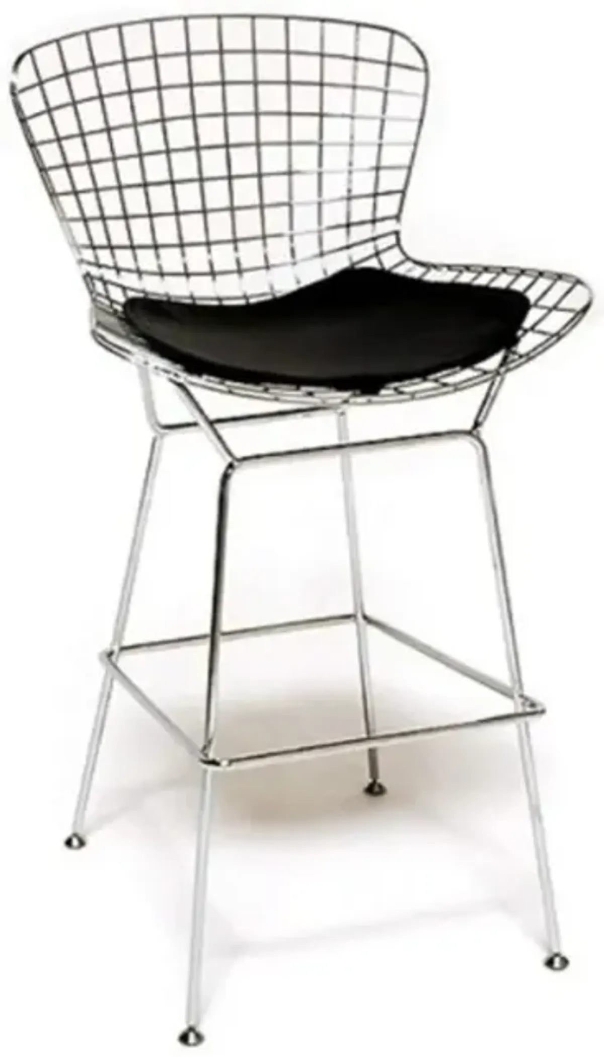 Nicer Furniture Harry Bertoia Bar Stool Chromed Wire Frame Bar Height stool - Black, Set of 2