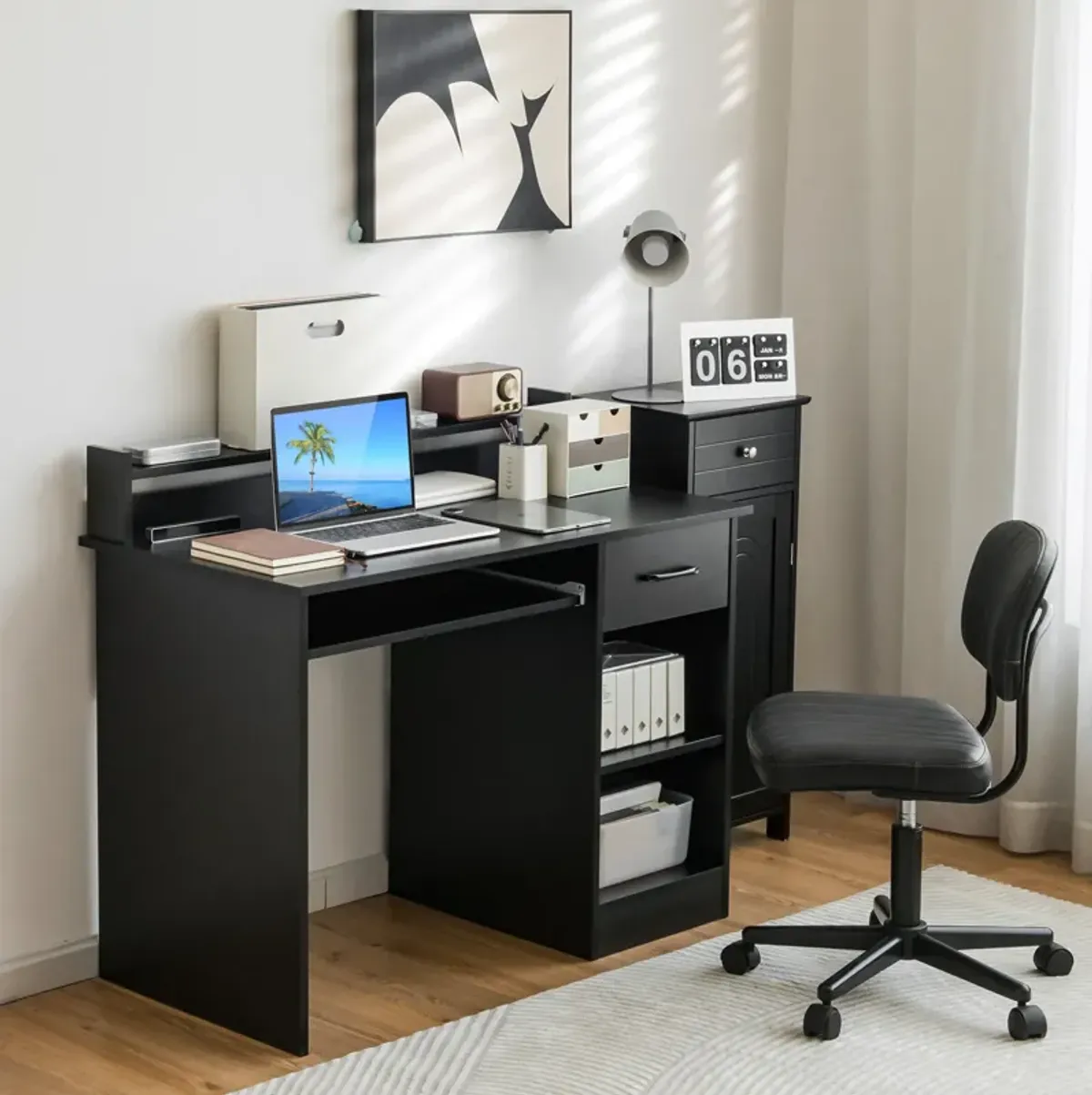 Study Laptop Table with Drawer and Keyboard Tray