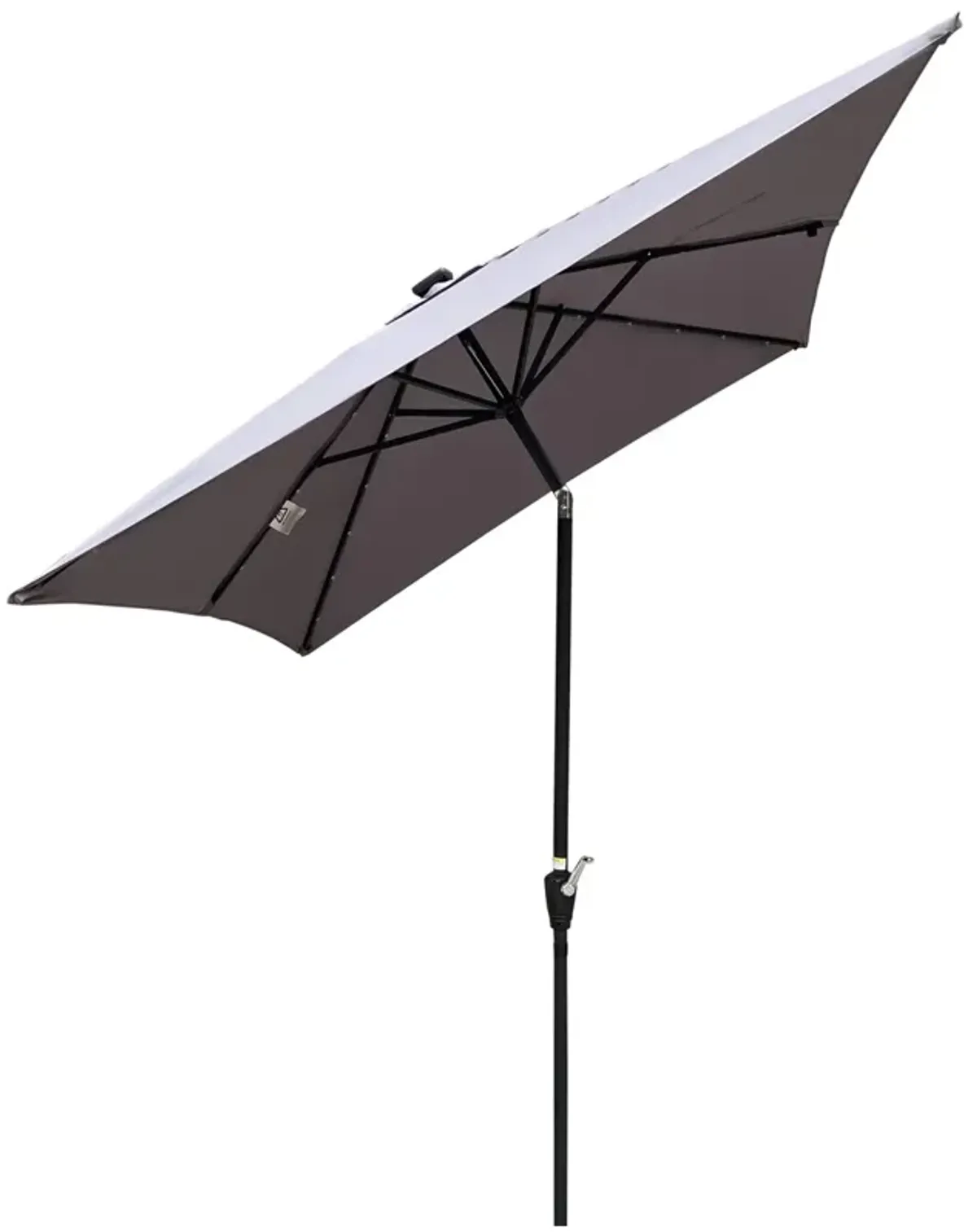 10 X 6.5FT Rectangular Patio Solar LED Lighted Outdoor Umbrellas With Crank And Push Button