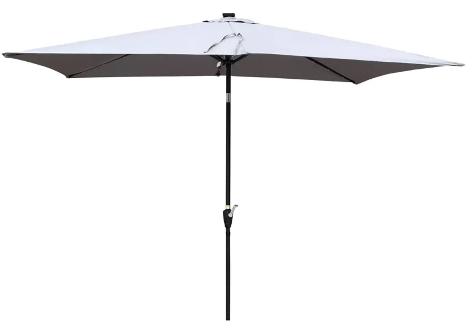 10 X 6.5FT Rectangular Patio Solar LED Lighted Outdoor Umbrellas With Crank And Push Button