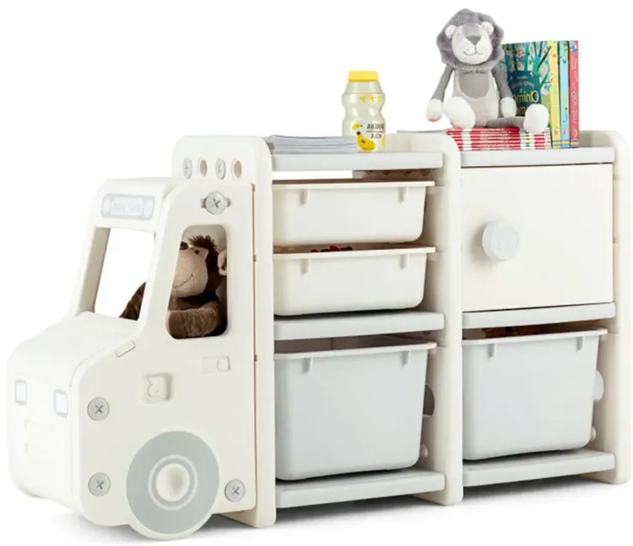 Cute Truck Shaped Organizer Fun Storage Unit With Plastic Bins For Toys ...