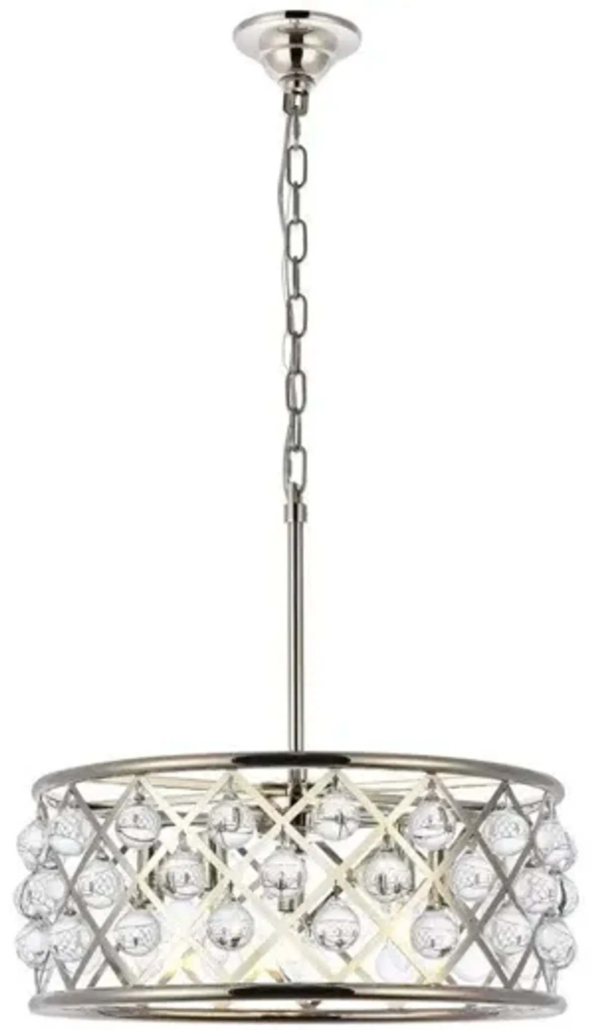 Urban ClassicElegant Lighting 1213D20PN/RC Madison Collection 5-Light Pendant Lamp with Royal Cut, 20" Depth x 9" Height, Polished Nickel Finish, Crystal
