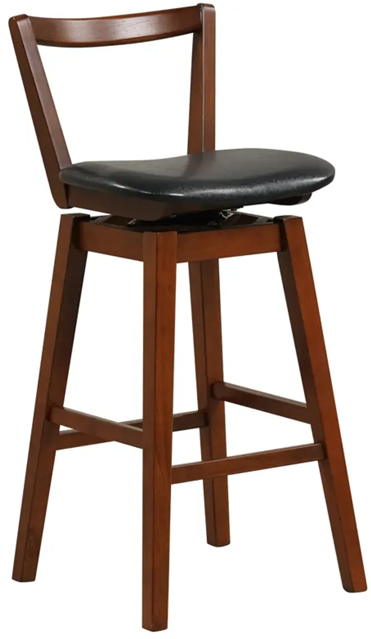 Swivel Upholstered PU Leather Stool with Backrest and Cushioned Seat