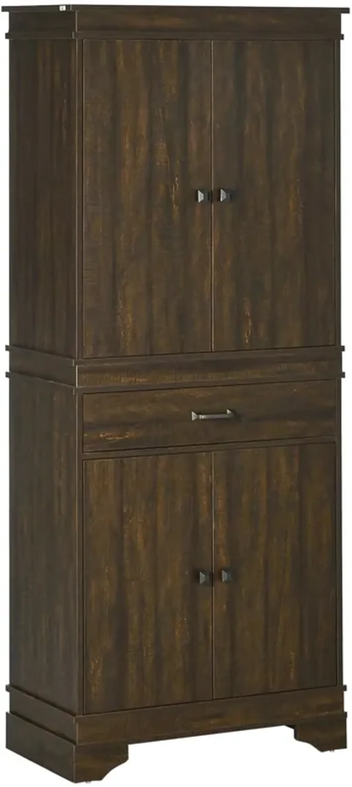 Walnut Kitchen Organizer: 72" Farmhouse Pantry Cabinet with Drawers