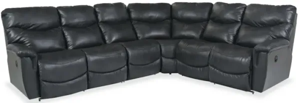 James Charcoal Leather Motion Sectional