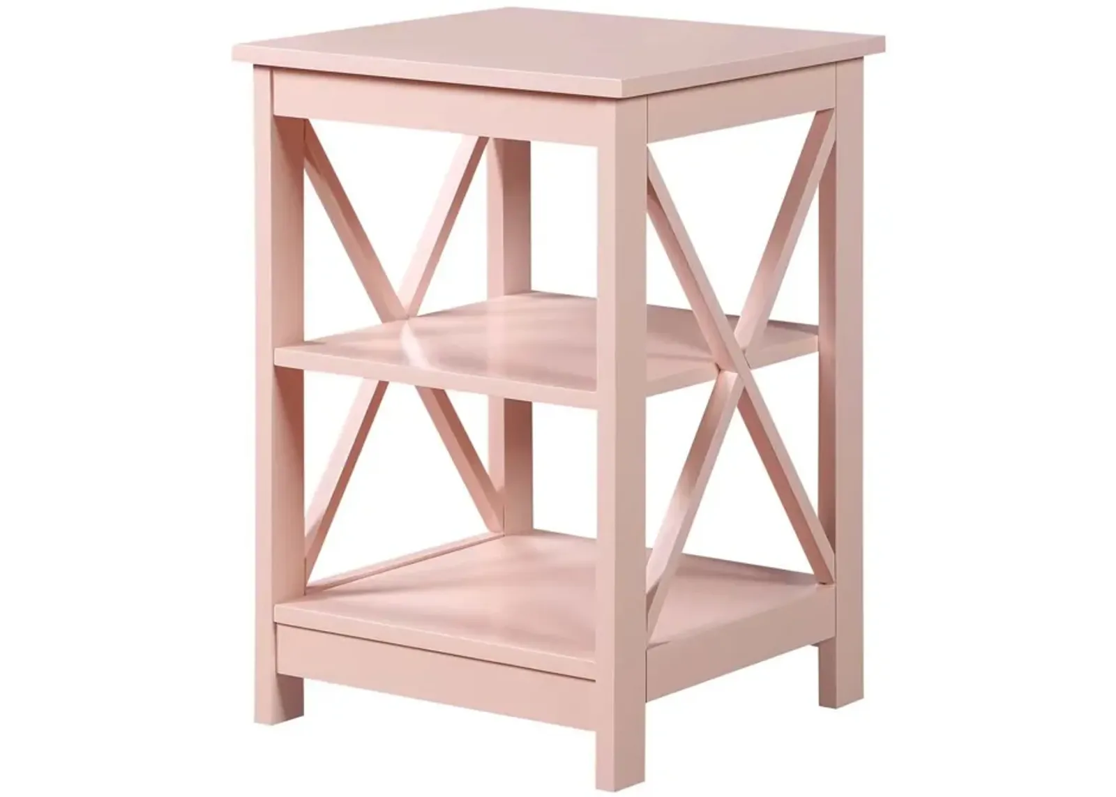 Convenience Concepts Oxford End Table with Shelves, Blush Pink