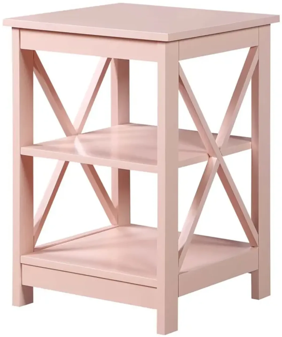 Convenience Concepts Oxford End Table with Shelves, Blush Pink