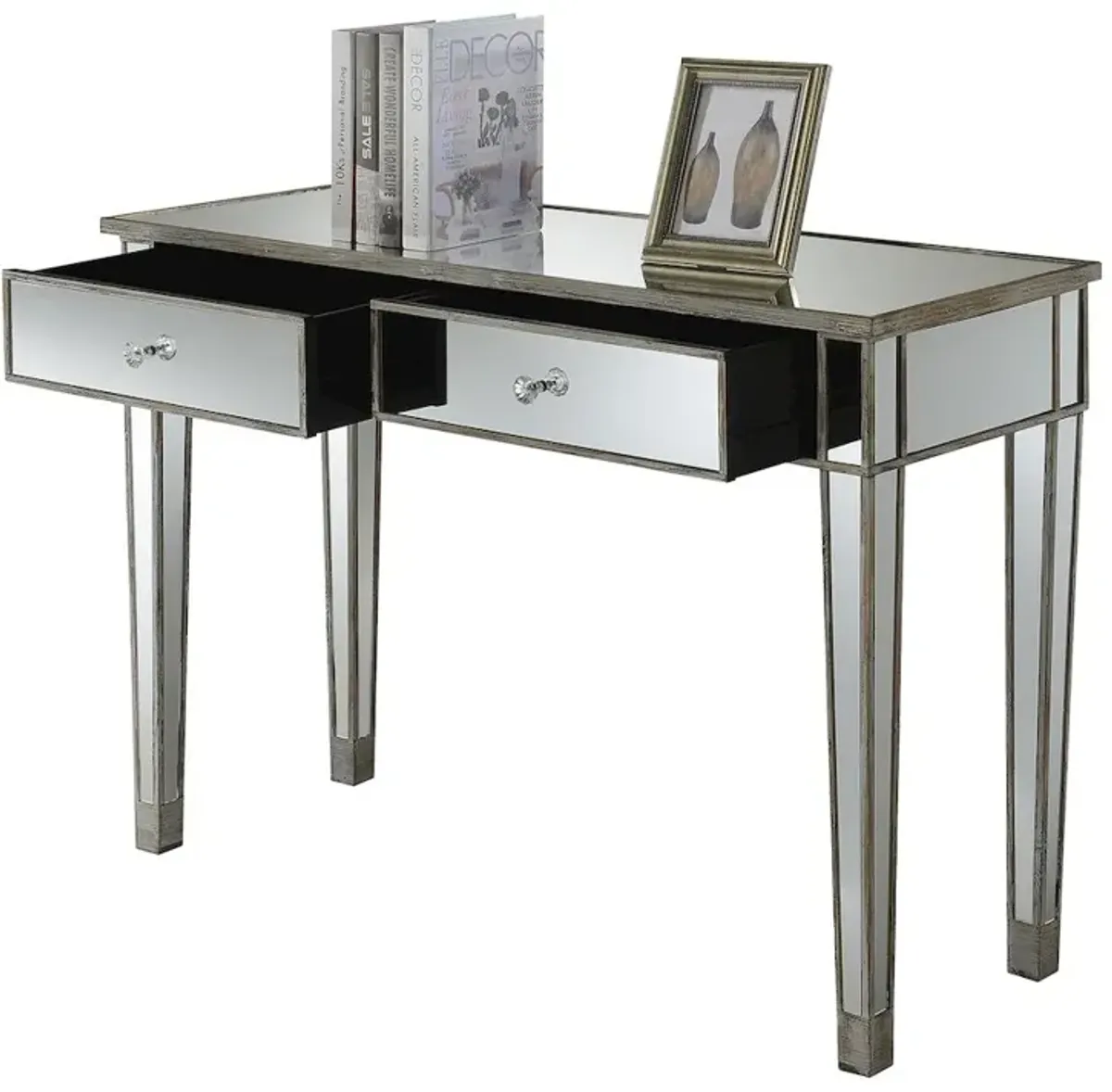 Convience Concept, Inc. Gold Coast Mirrored 2 Drawer Desk/Console Table