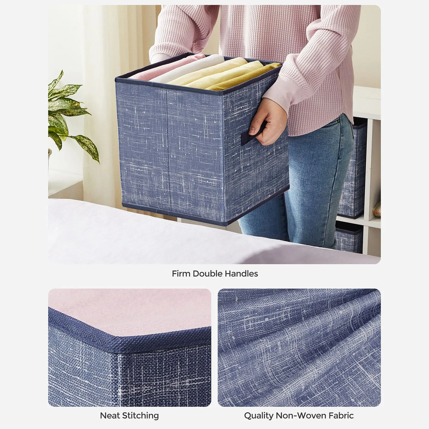 Non-Woven Fabric Storage Cubes with Double Handles