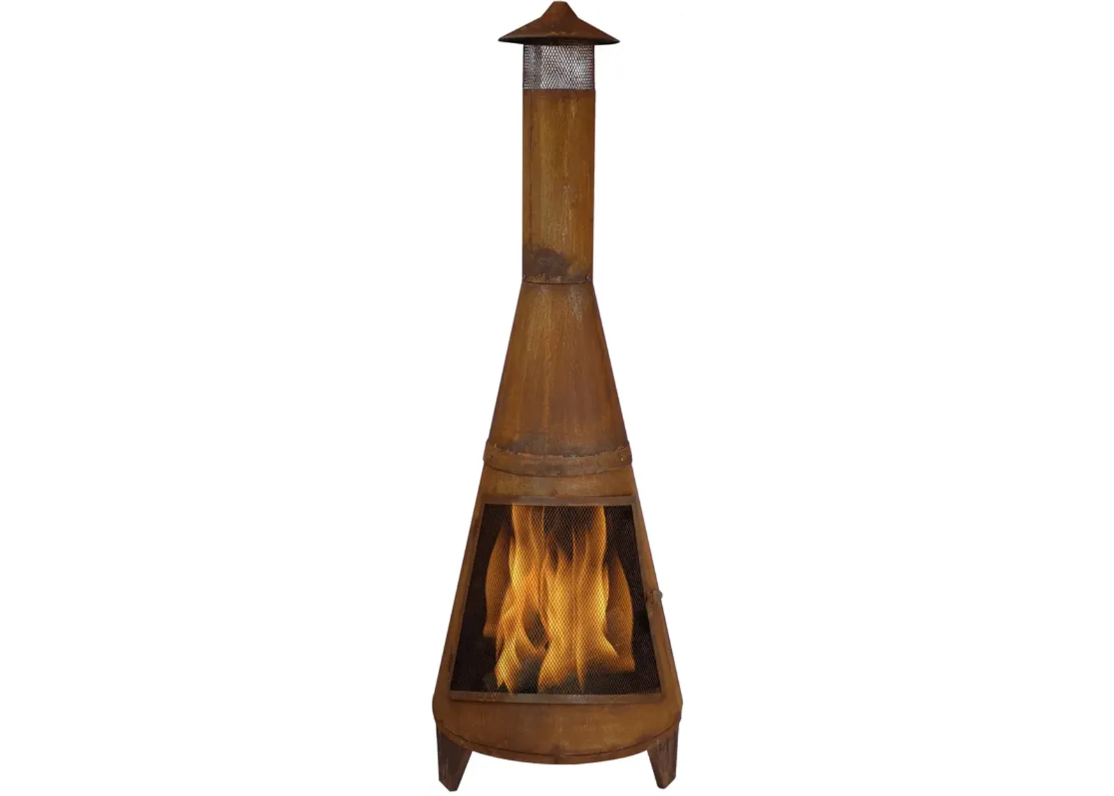 Sunnydaze 70 in Steel Wood Burning Chiminea Fire Pit with Rain Cap - Rustic