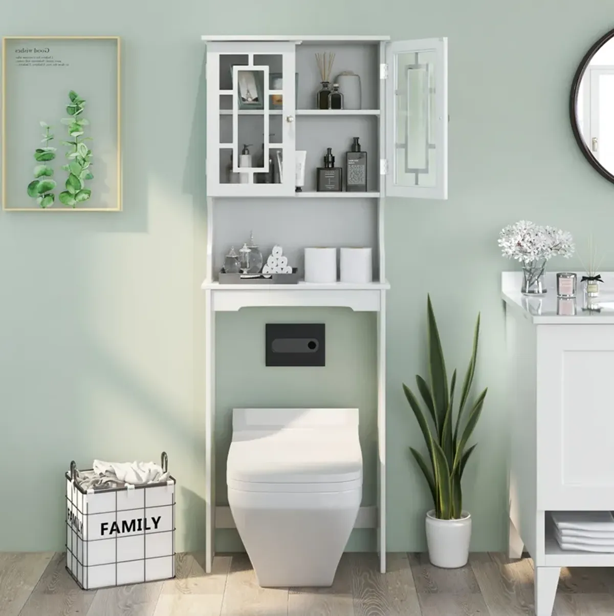 Costway Bathroom Spacesaver Over the Toilet Door Storage Cabinet Tower Organizer White