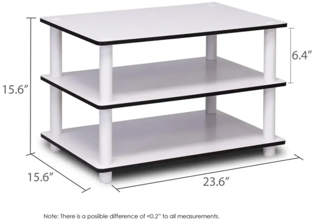 11173 Just 3-Tier No Tools Coffee Table, White w/White Tube