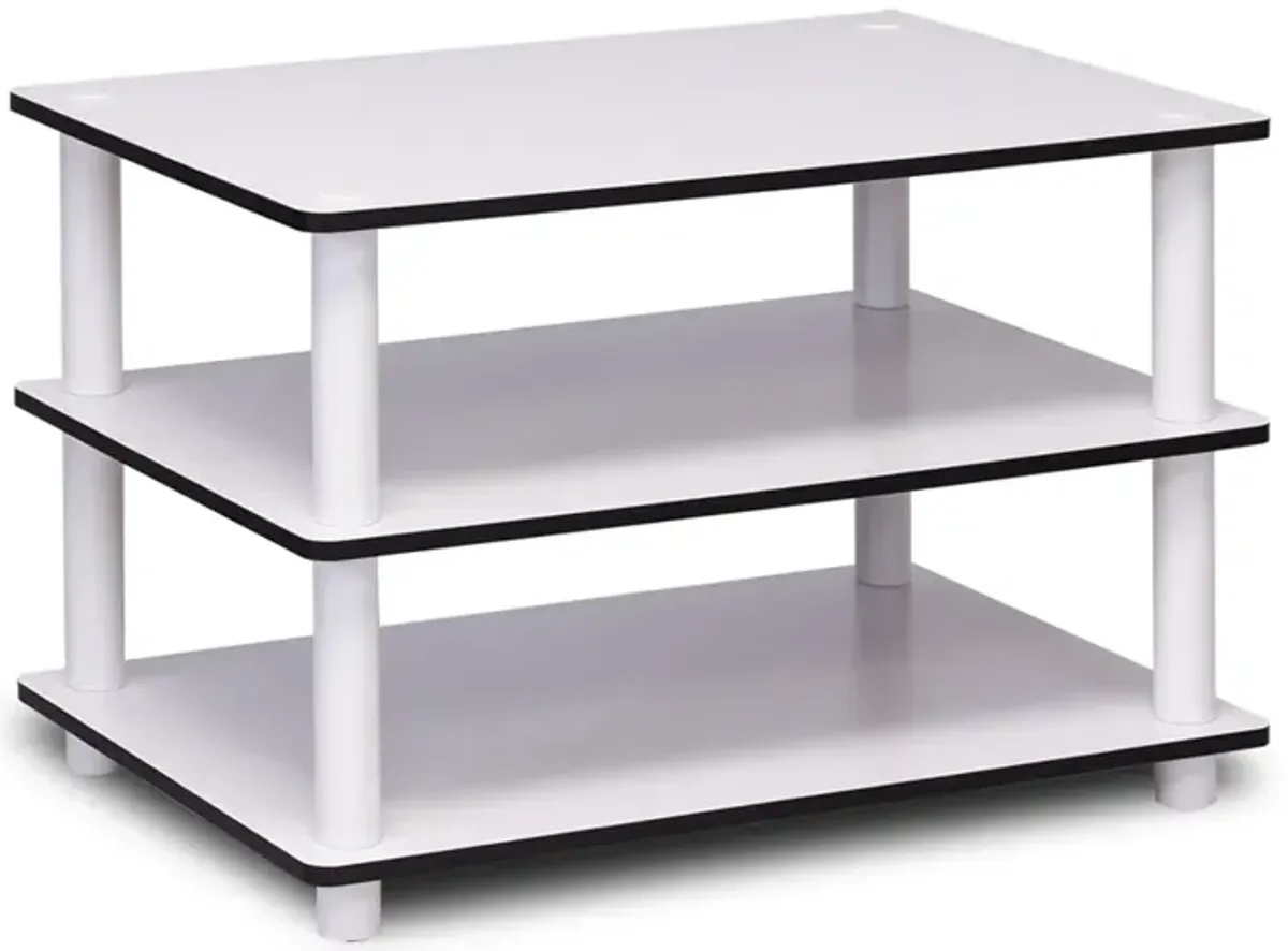 11173 Just 3-Tier No Tools Coffee Table, White w/White Tube