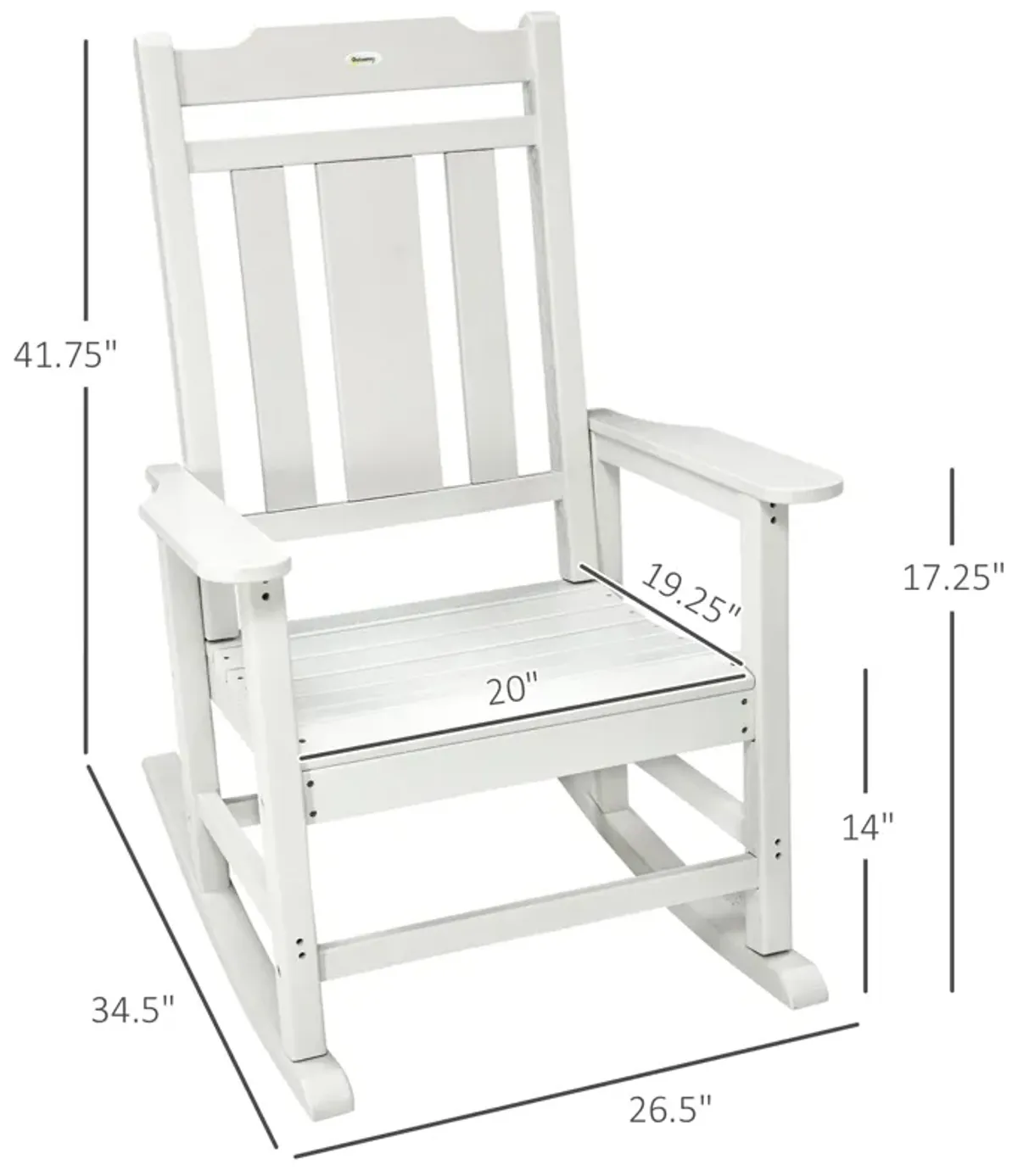 Light Gray Outdoor Rocker: HDPE Slatted Rocking Chair with Armrests