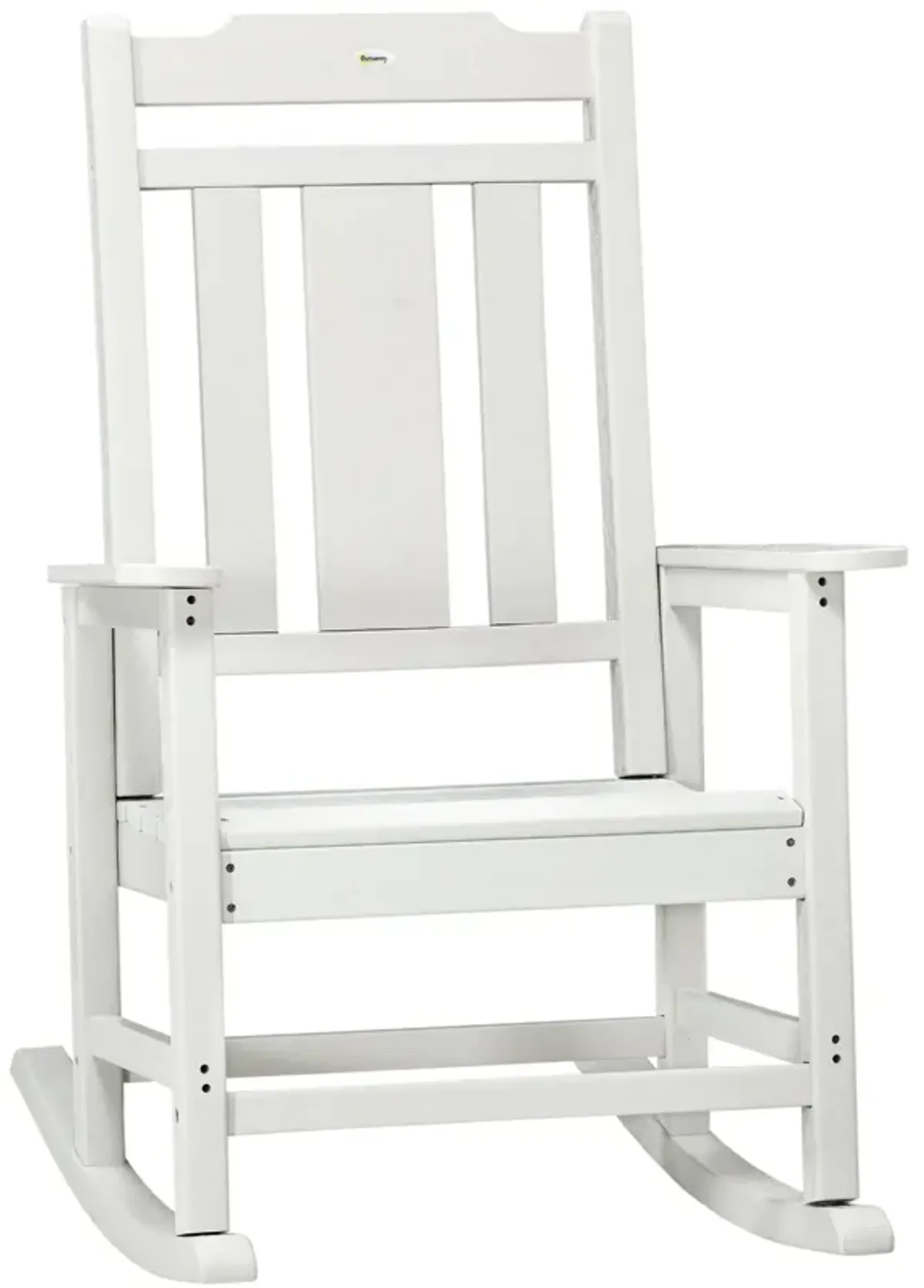 Light Gray Outdoor Rocker: HDPE Slatted Rocking Chair with Armrests