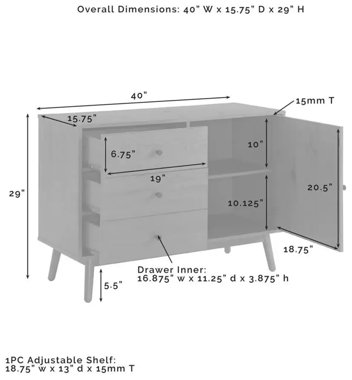 Lucas Media Console Gray