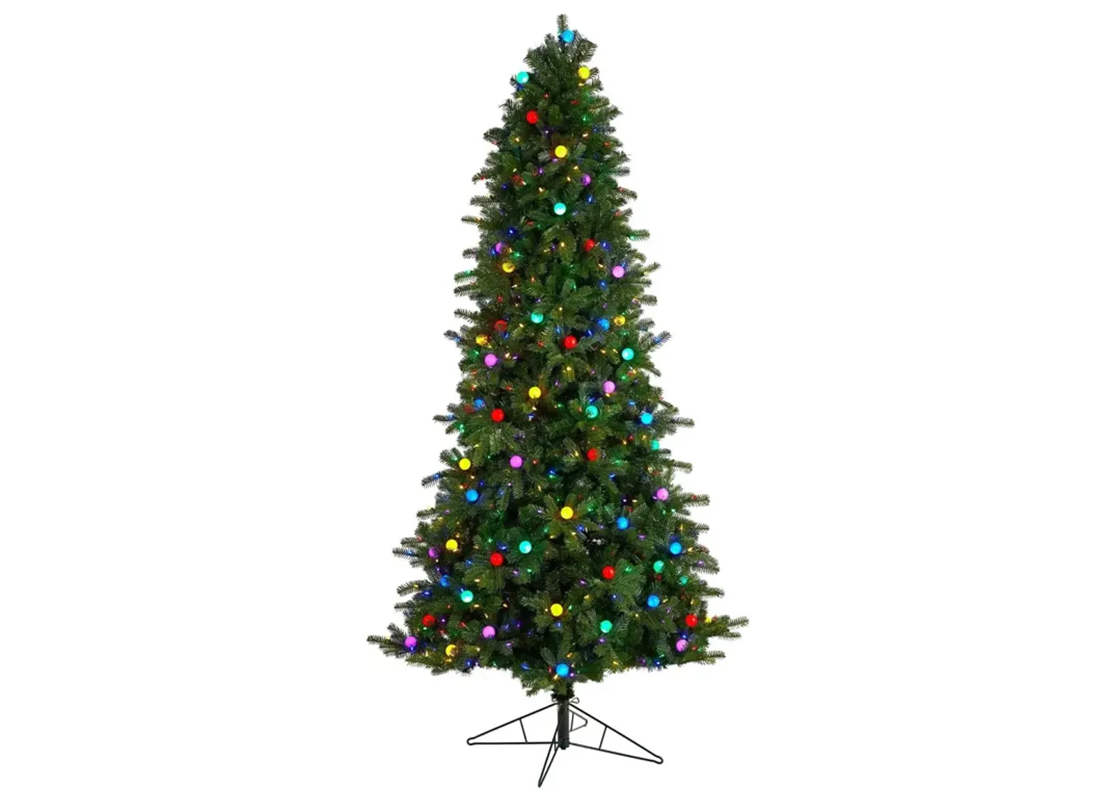 Nearly Natural Montana Mountain Fir Artificial Christmas Tree with Multi Color LED Lights and Instant Connect Technology, Globe Bulbs and Bendable Branches