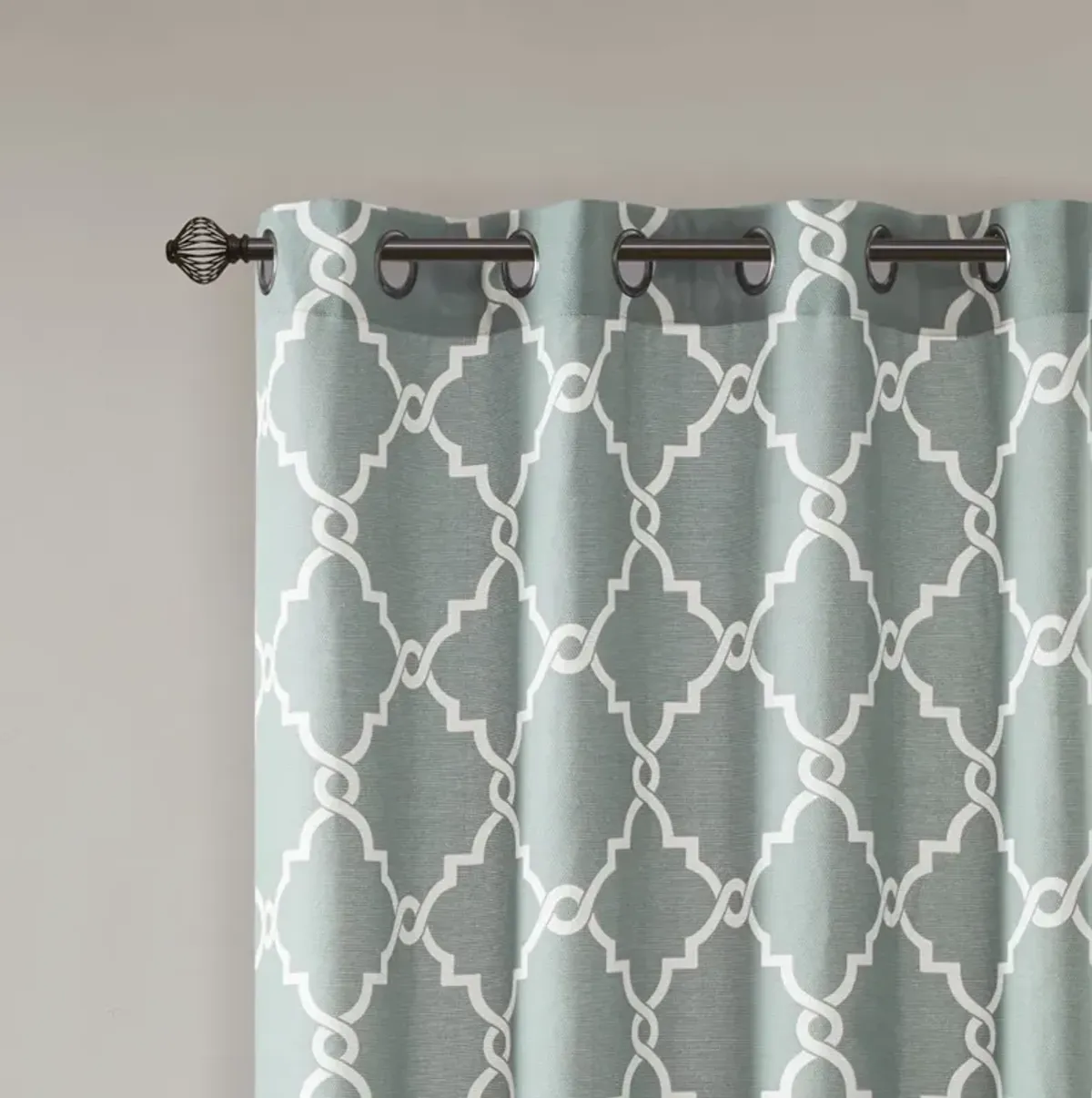 Gracie Mills Ondine Scroll Geometric Fretwork Grommet Window Curtain Panel