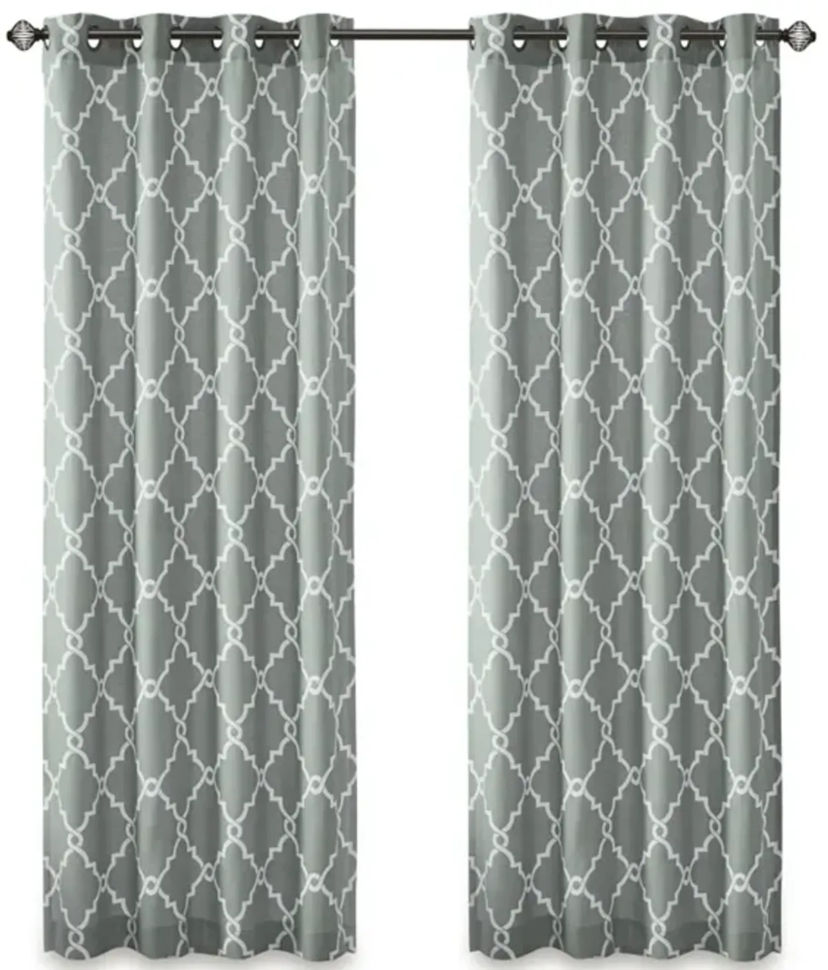 Gracie Mills Ondine Scroll Geometric Fretwork Grommet Window Curtain Panel