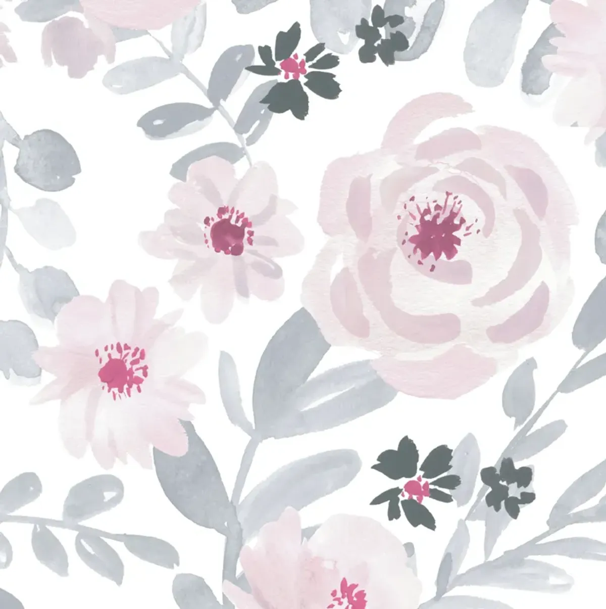 Bedtime Originals Blossom Pink/Gray Watercolor Floral Baby Fitted Crib Sheet