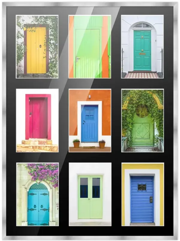 14.5x20.5 Wood Collage Frame with Black Mat For 9 4x6 Pictures
