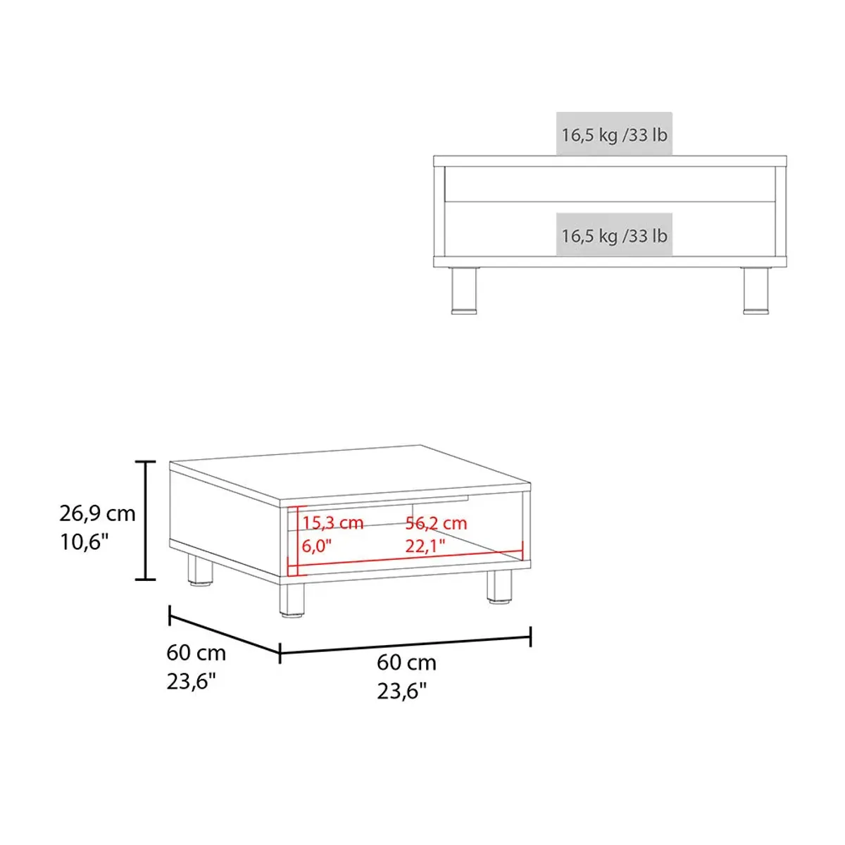 Coffee Table Burley, Living Room, White