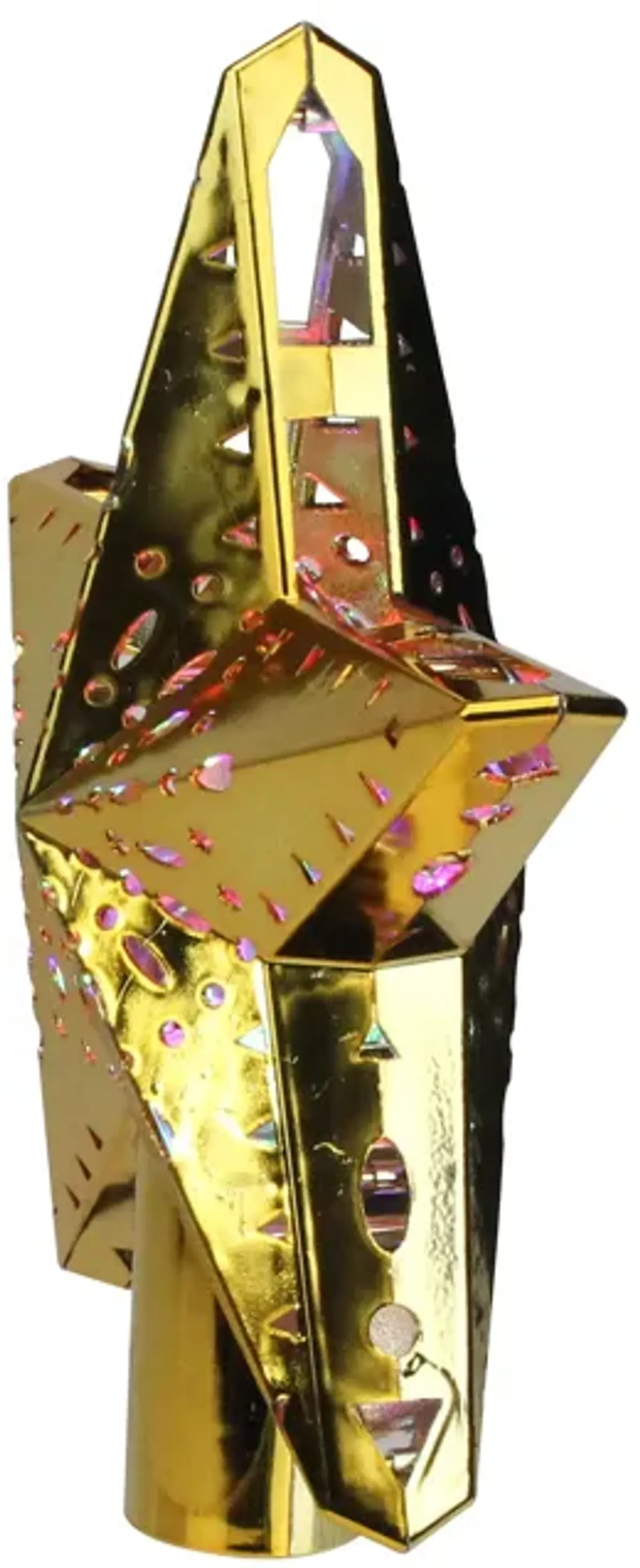 11.5" Lighted Gold Kaleidoscope Christmas Tree Topper - Multicolor LED Lights