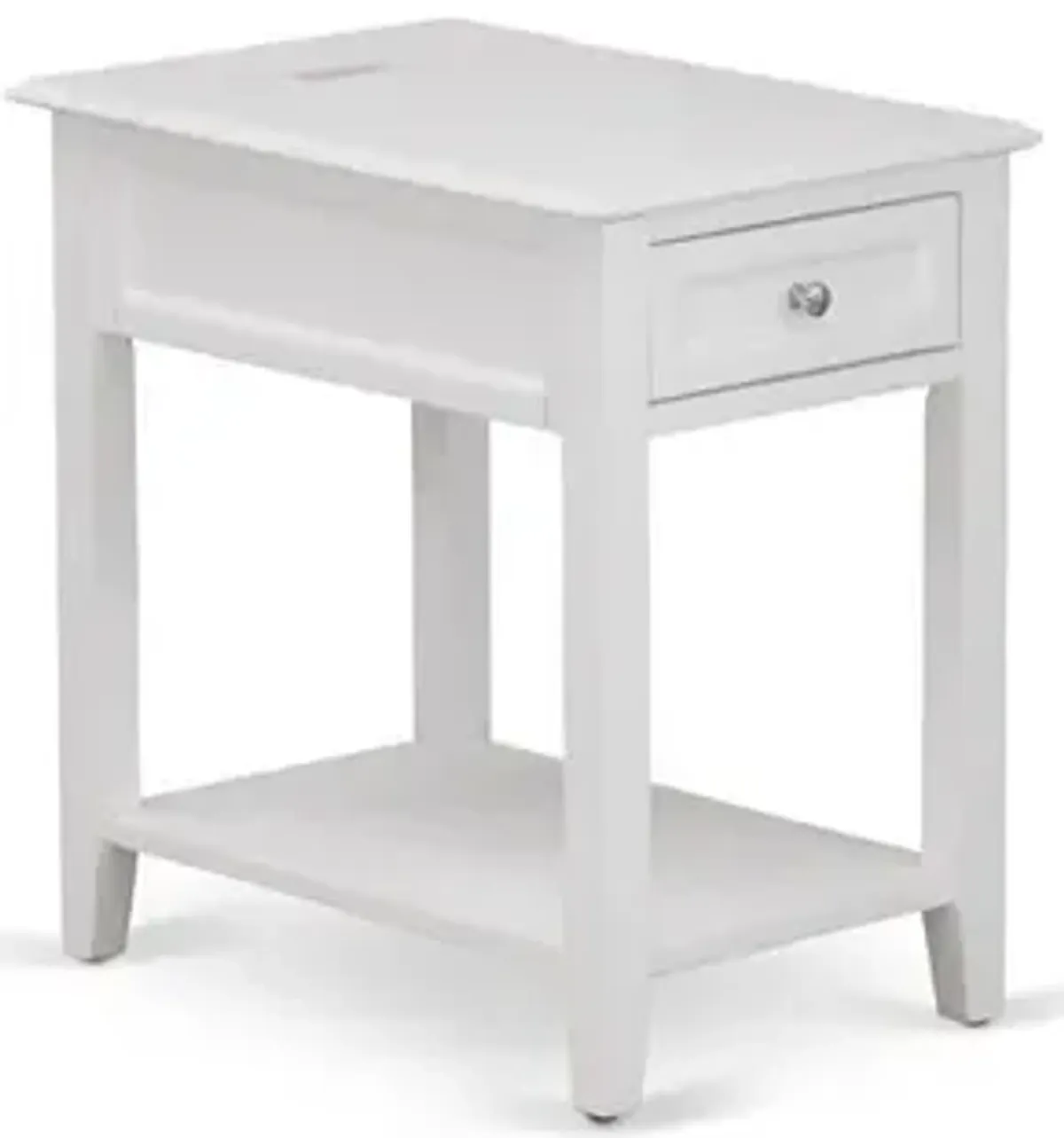 East West Furniture Modern Wood Night Stand with 1 Mid Century Modern Drawers, Stable and Sturdy Constructed - White Finish