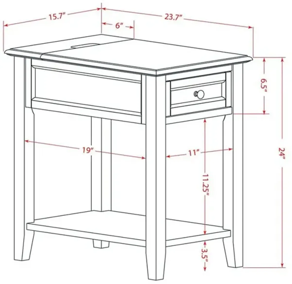 East West Furniture Modern Wood Night Stand with 1 Mid Century Modern Drawers, Stable and Sturdy Constructed - White Finish