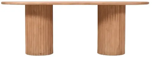 Jofran Breck Solid Wood 84 Mid-Century Modern Fluted Double Pedestal Dining Table