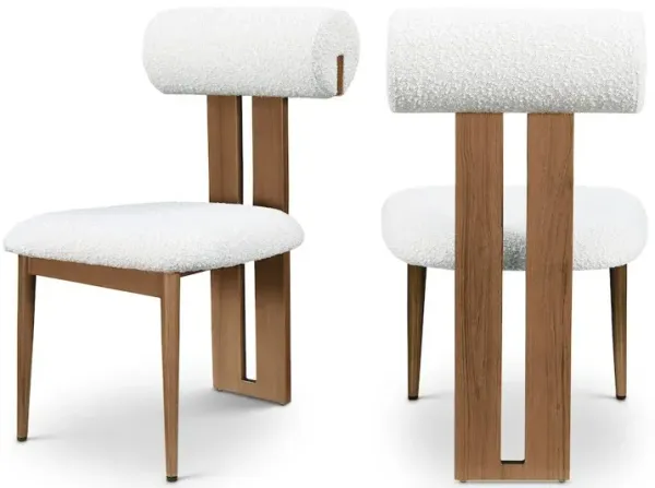 Meridian Furniture Dario Cream Boucle Fabric Dining Chair, Set of 2