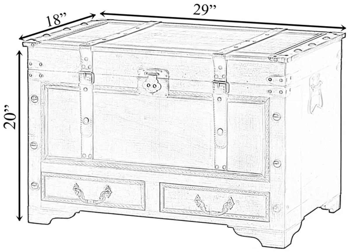 Large Grey Storage Trunk Chest With Drawer Organizer and Handles for Easy Moving