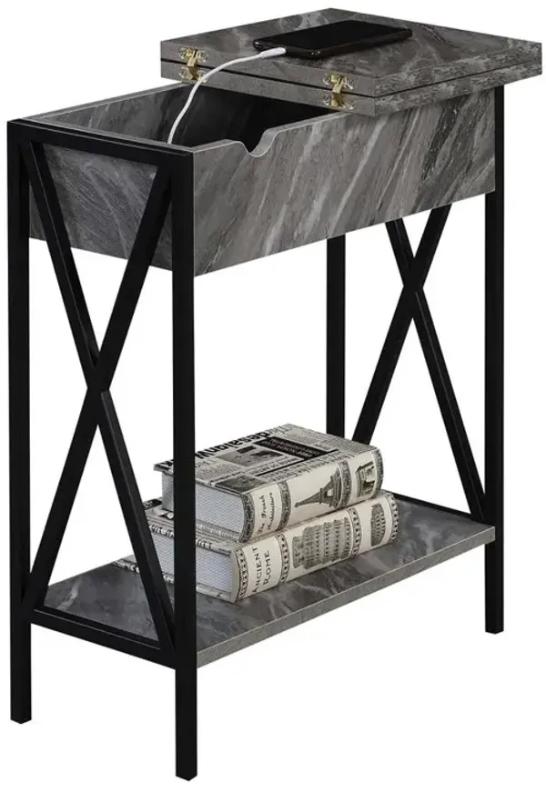 Convenience Concepts Tucson Flip Top End Table with Charging Station