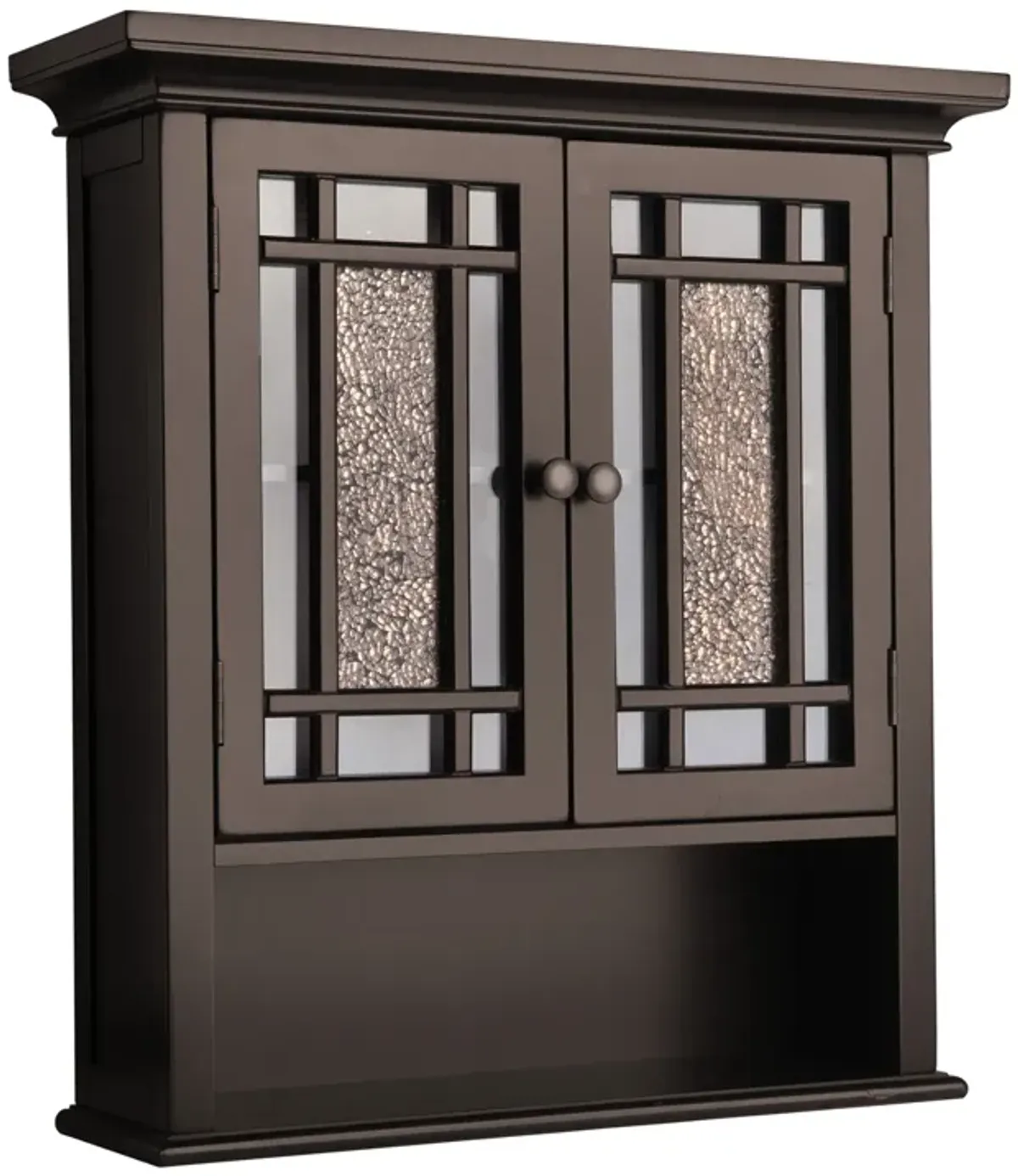 Teamson Home Windsor Removable Wooden Wall Cabinet with Glass Mosaic Doors- Dark Espresso