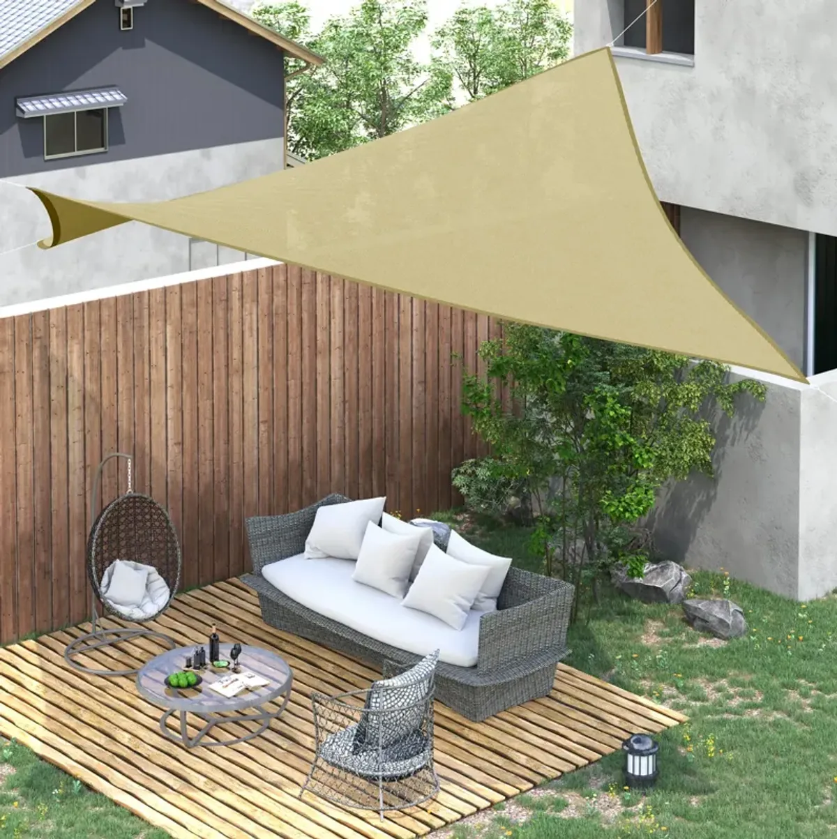 Sand-Colored Sun Blocker: 20x16ft Rectangular Shade Sail for Outdoor Spaces