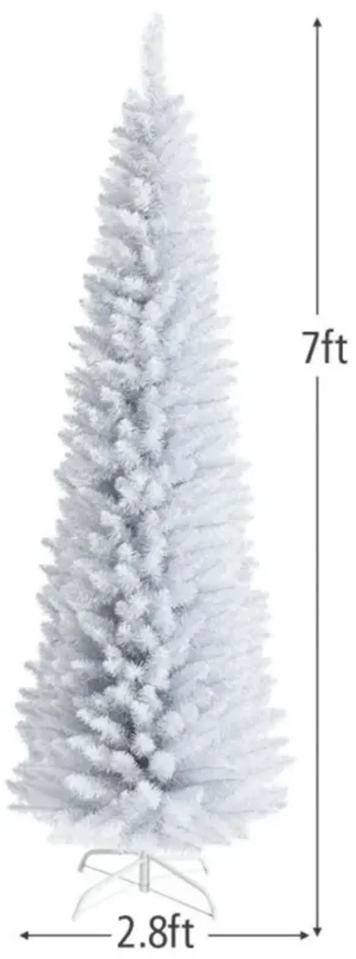 Slim Artificial Christmas Pencil Tree with PVC Needles and Folding Metal Stand