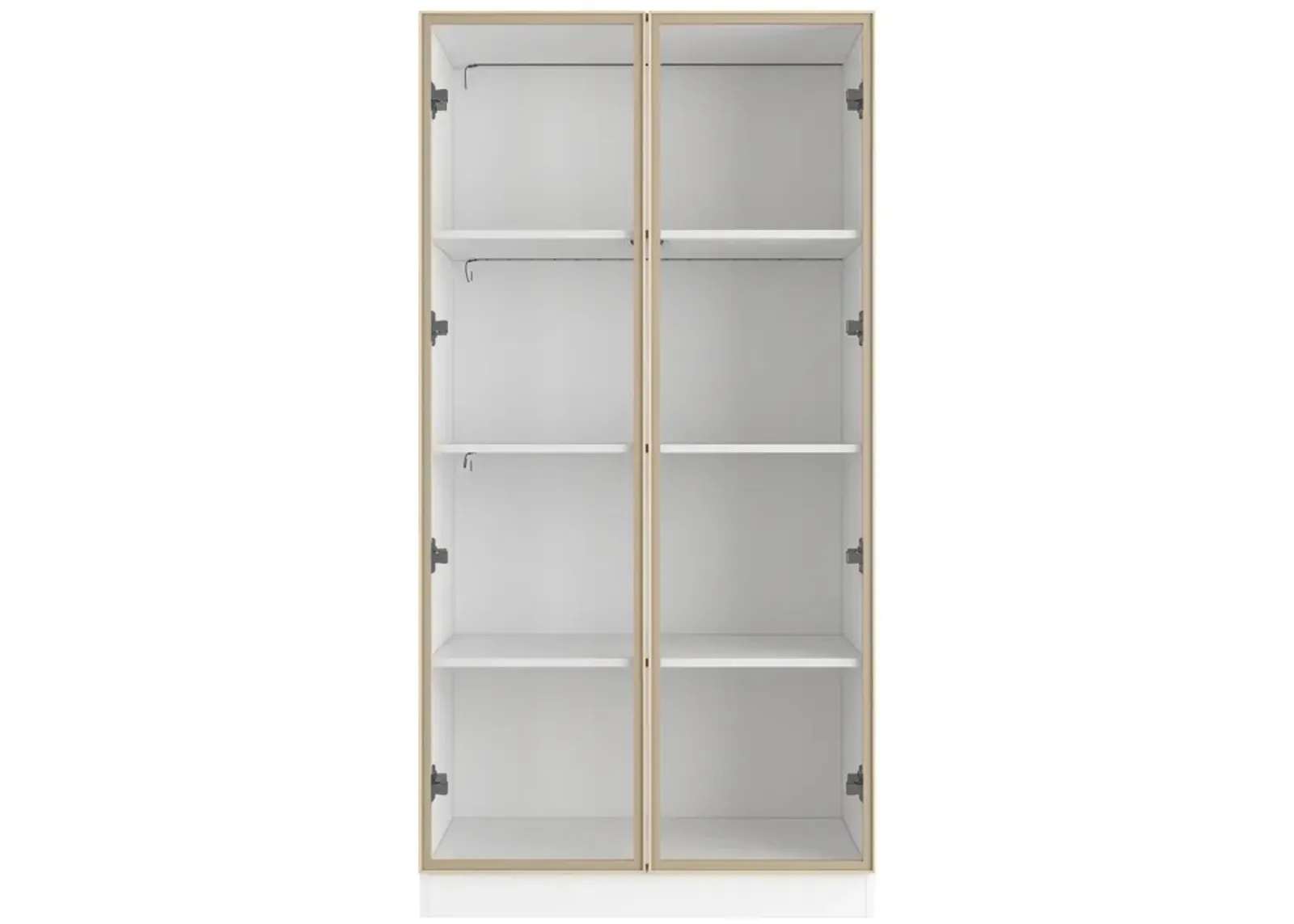 63 in. Tall White Wood 3-Shelf Bookcase Bookshelf With 3-Color LED Lights and Tempered Glass Doors