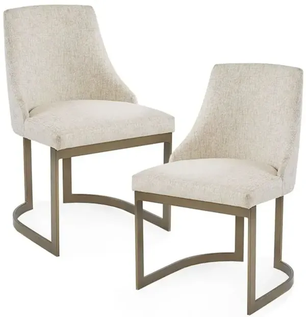 Starlight Canyon Home Set of 2 Beige Dining Chairs with Metal Frame and Upholstered Seat