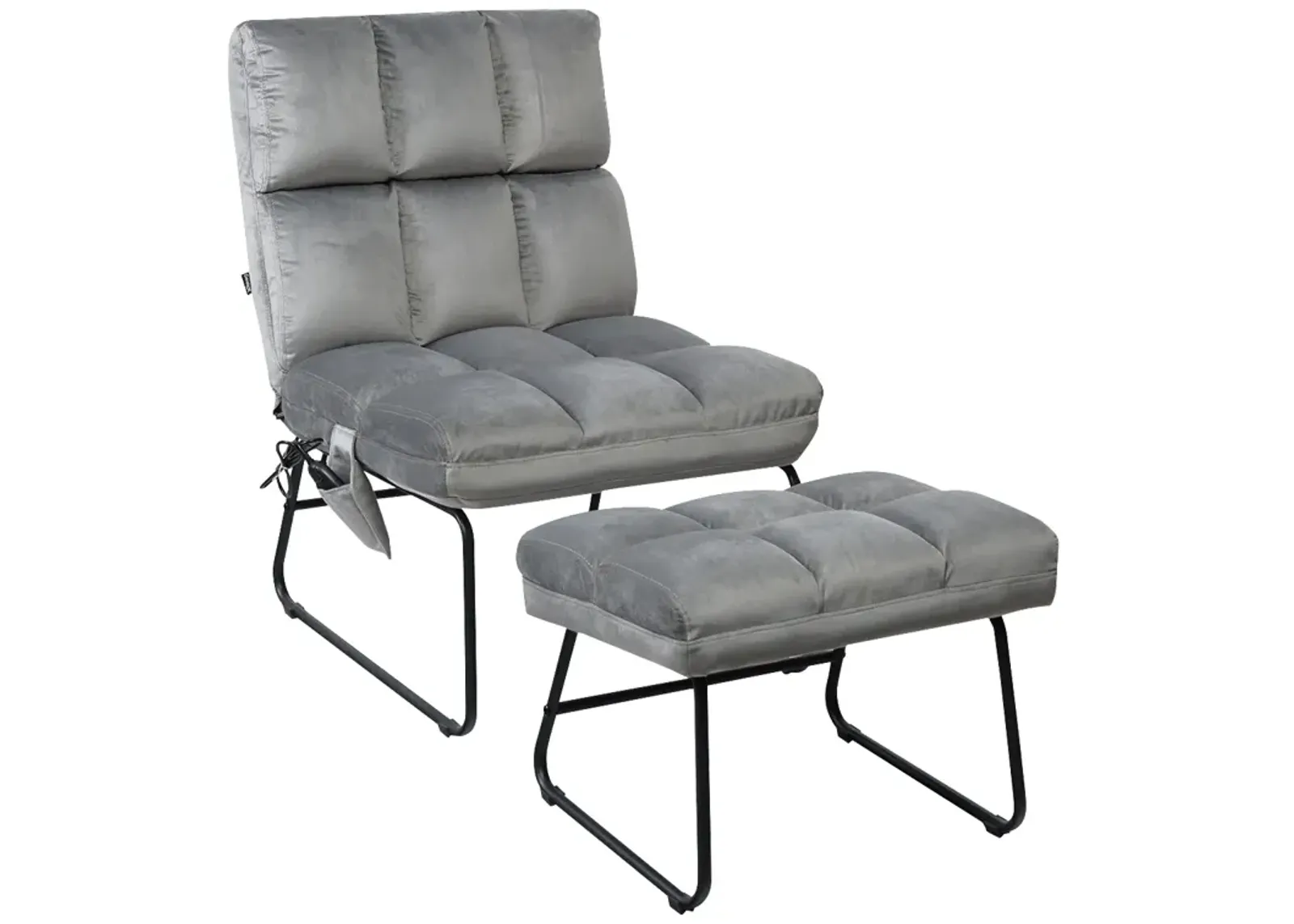 Velvet Massage Recliners with Ottoman Remote Control and Side Pocket