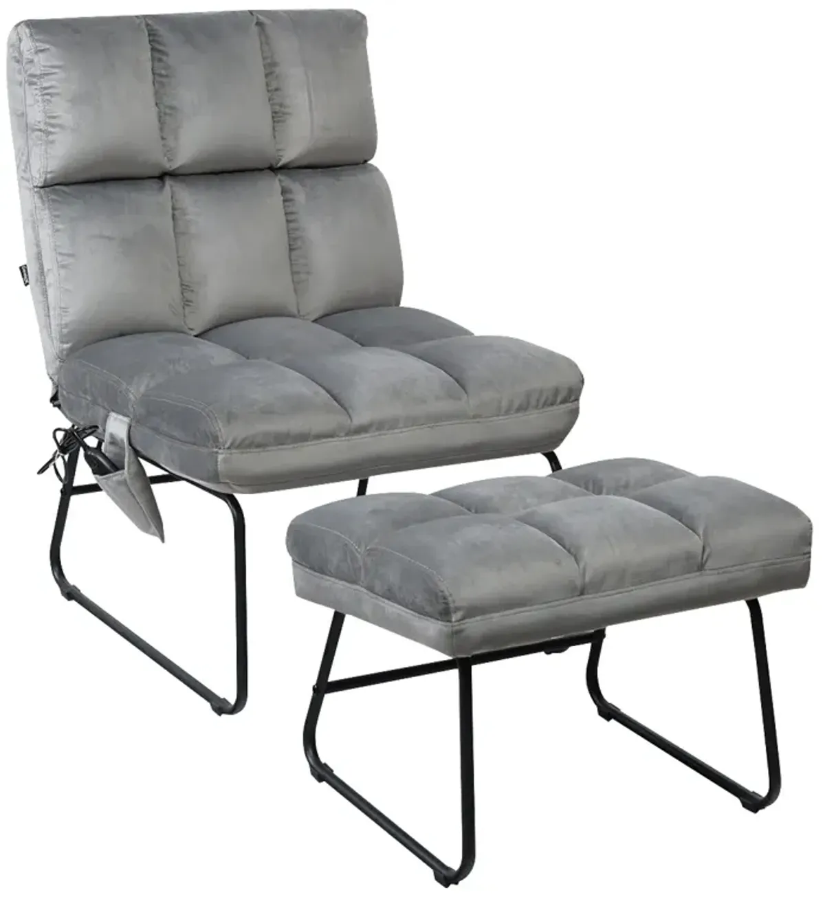 Velvet Massage Recliners with Ottoman Remote Control and Side Pocket