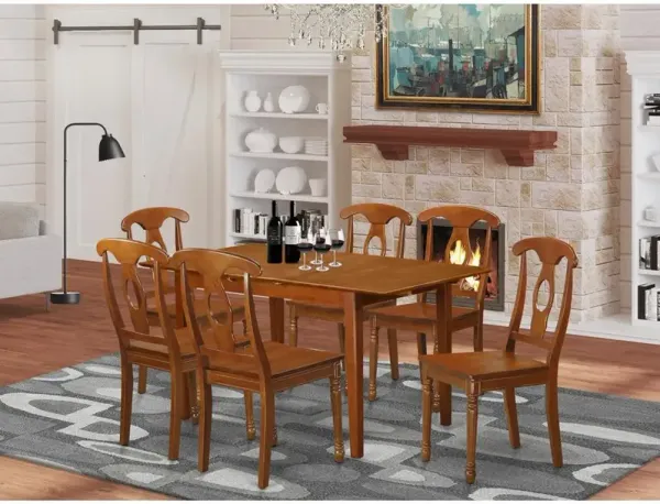 7 PC Kitchen Table set Table with Leaf and 6 Dining Chairs