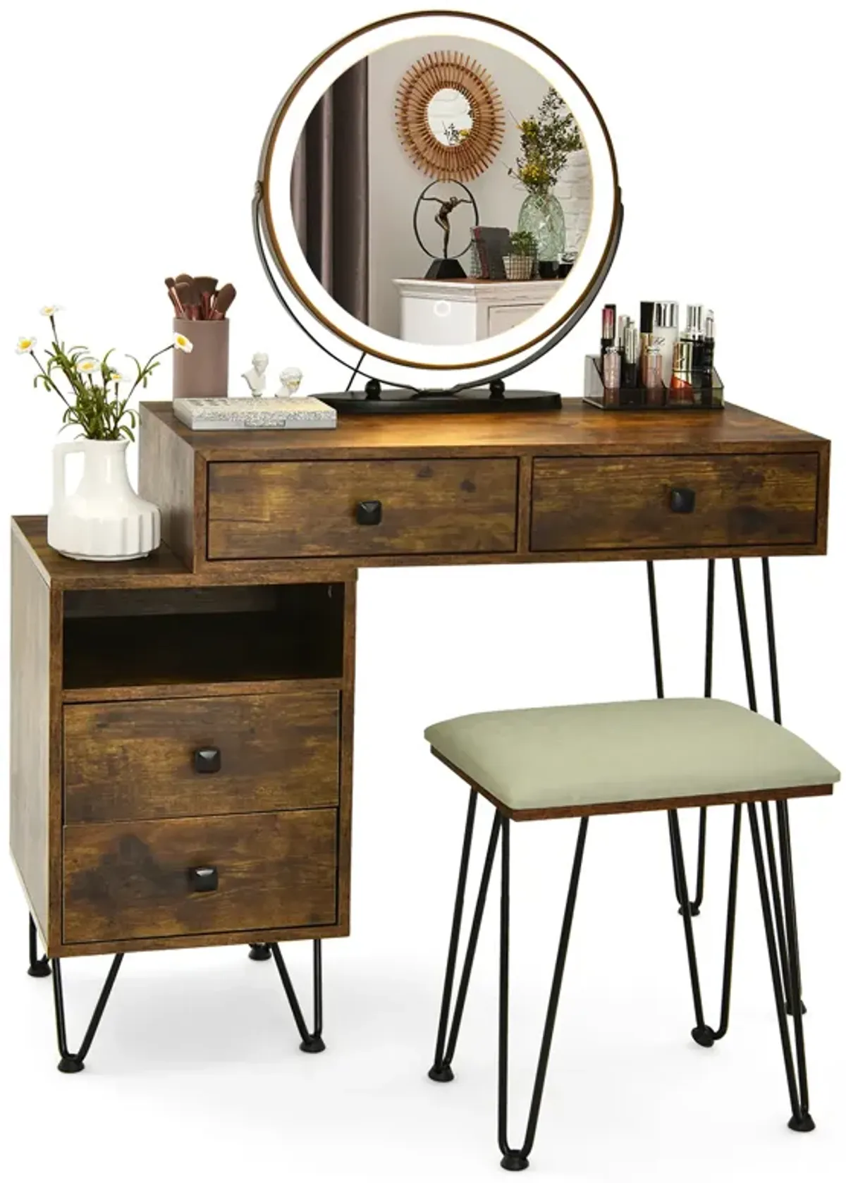 Modern Dressing Table with Storage Cabinet