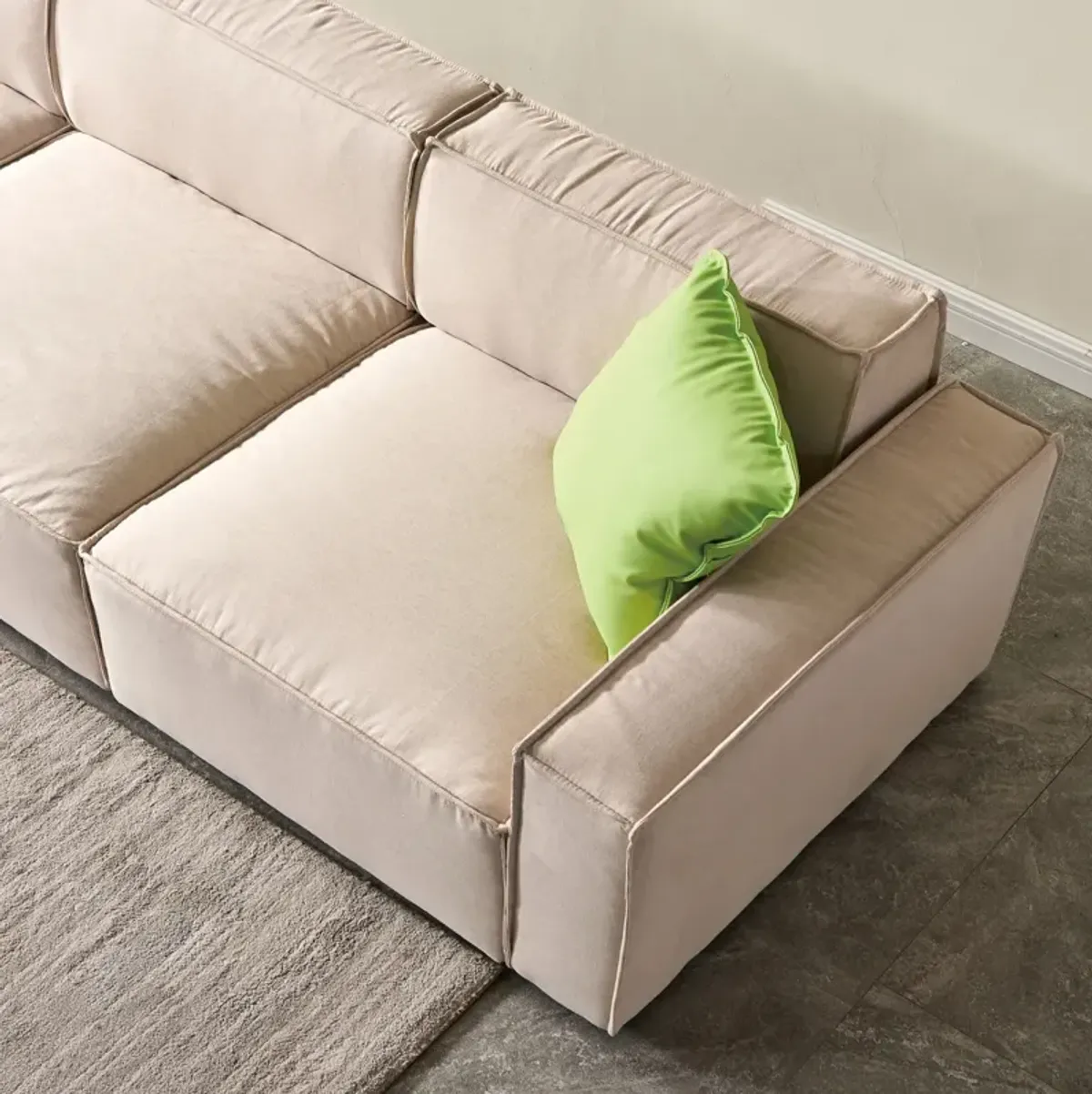 Modular Sofa L Shaped With Convertible Ottoman Chaise