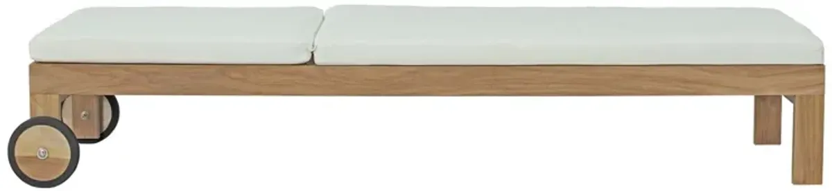 Upland Outdoor Patio Teak Chaise - Natural White