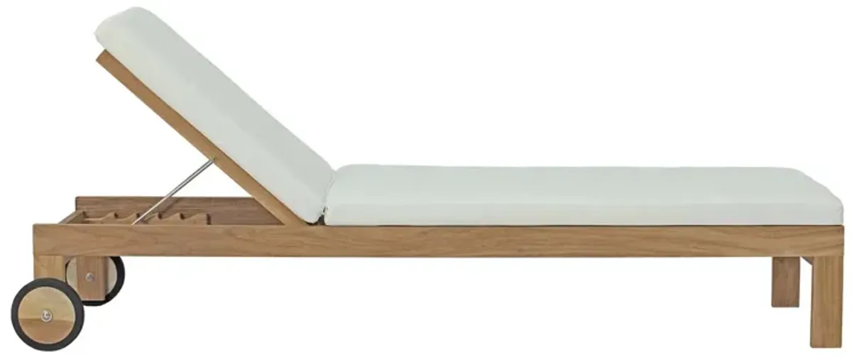 Upland Outdoor Patio Teak Chaise - Natural White