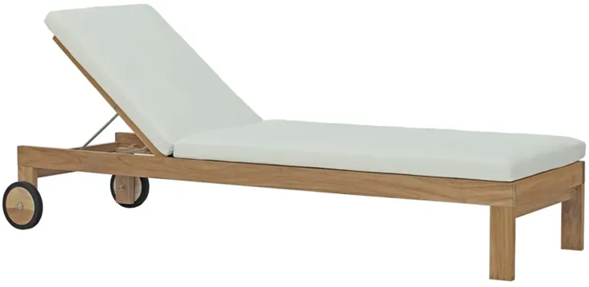 Upland Outdoor Patio Teak Chaise - Natural White