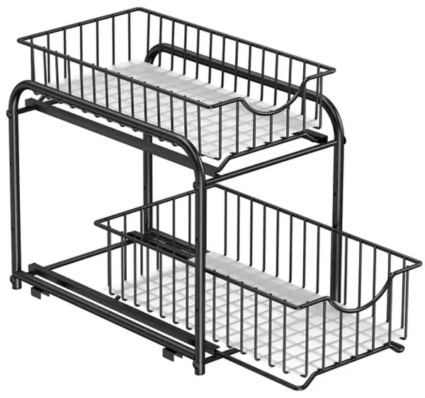 2-Tier Pull-Out Cabinet Organizer - Sliding Storage Solution