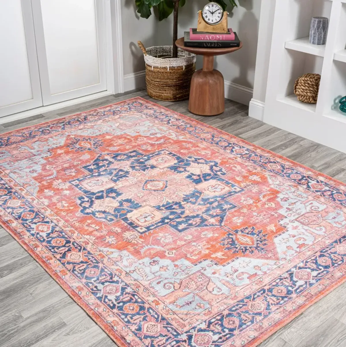 Maris Ornate Medallion Machine-Washable Area Rug